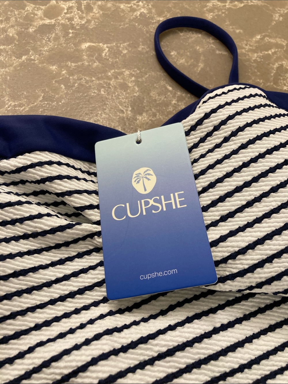 Cupshe:  Navy & White Striped One-Piece Swimsuit - Picture 9 of 10